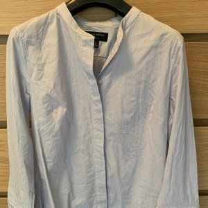 Banana Republic Collarless Ruffle Sleeve Shirt